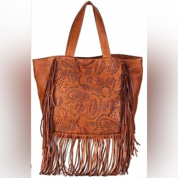 Frye Vivian Fringed Leather Tote Bag - Picture 1 of 15